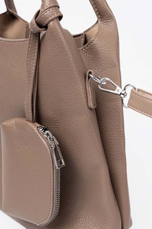 Elegant donkerbeige Handtas z kosmetyczką In środku