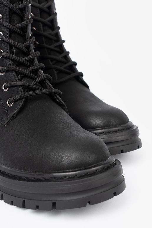 couleur noire Chaussures de femmee z lacetsm i bieżnikiem Sergio Leone