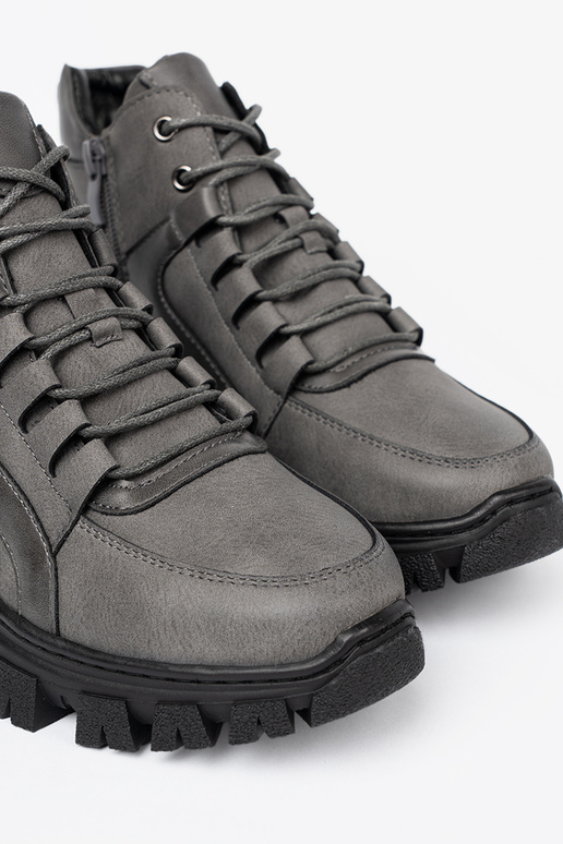 couleur grise lacé Bottes z grubą podeszÀą Sergio Leone
