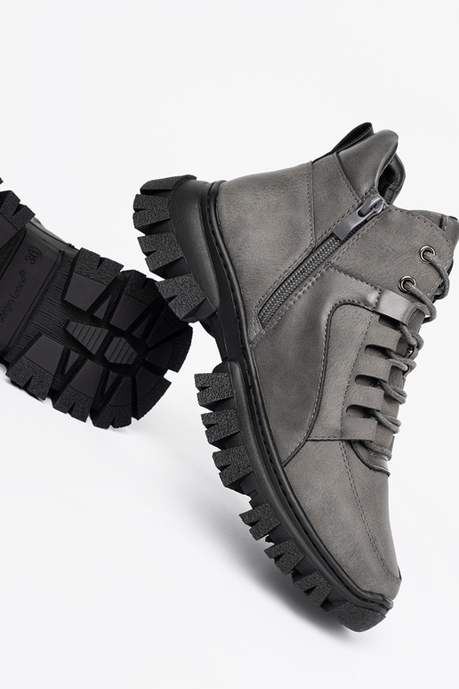 couleur grise lacé Bottes z grubą podeszÀą Sergio Leone