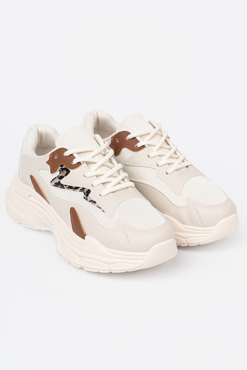 beige Sneakers model schoenen met een enorm platform