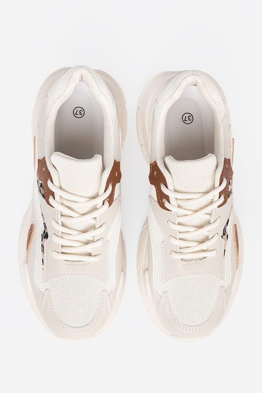 beige Sneakers model schoenen met een enorm platform