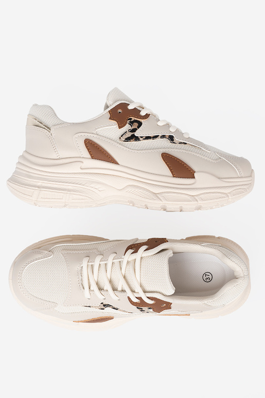 beige Sneakers model schoenen met een enorm platform