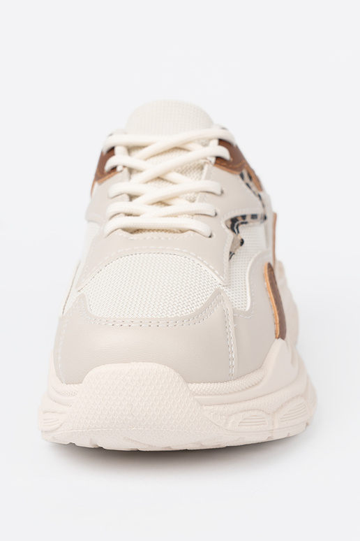 Beige Sneakers modellieren Schuhe mit einem massiven Plateau