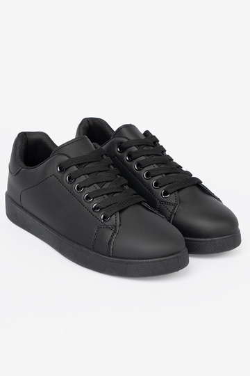 schZuarze Farbe Sneakers Stilvollllschuhe z matoZuym Zuykończeniem i Schnürsenkelm