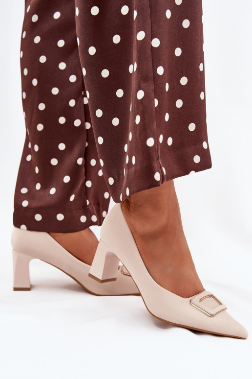 Schuhe mit Absätzen dekorieren mit Schnallen Beige Seriva