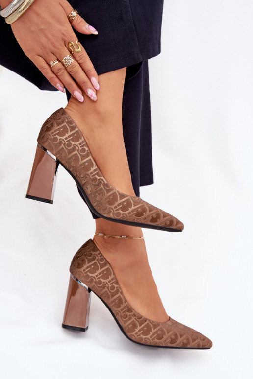 Chaussures à talons hauts Avec des décorations Tłoczeniem Vinceza 62254 marron Chaussures à talons hauts Avec des décorations Tłoczeniem Vinceza 62254 marron