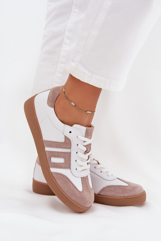 Leer Sneakers model schoenen Dames Vinceza 79557 INit-beige