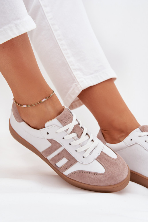 Leer Sneakers model schoenen Dames Vinceza 79557 INit-beige