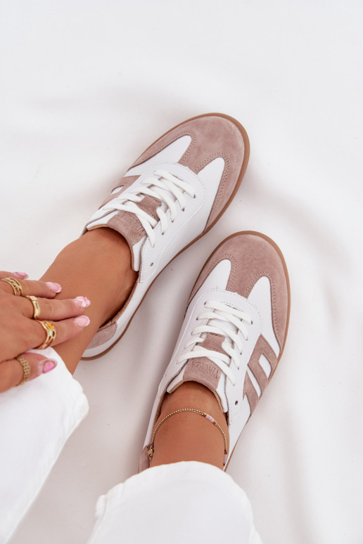 Leer Sneakers model schoenen Dames Vinceza 79557 INit-beige