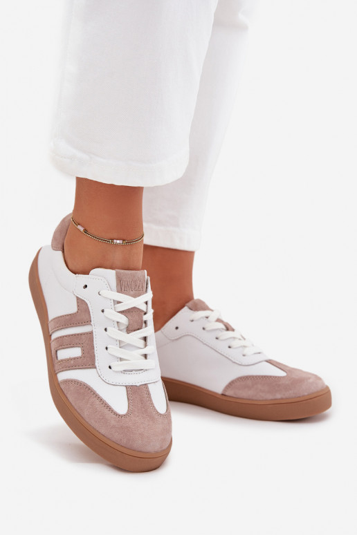 Leer Sneakers model schoenen Dames Vinceza 79557 INit-beige