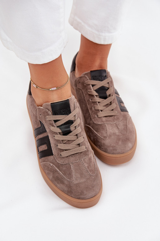 aus INildleder Sneakers Stilvollllschuhe Feminin Vinceza 79557 Beige