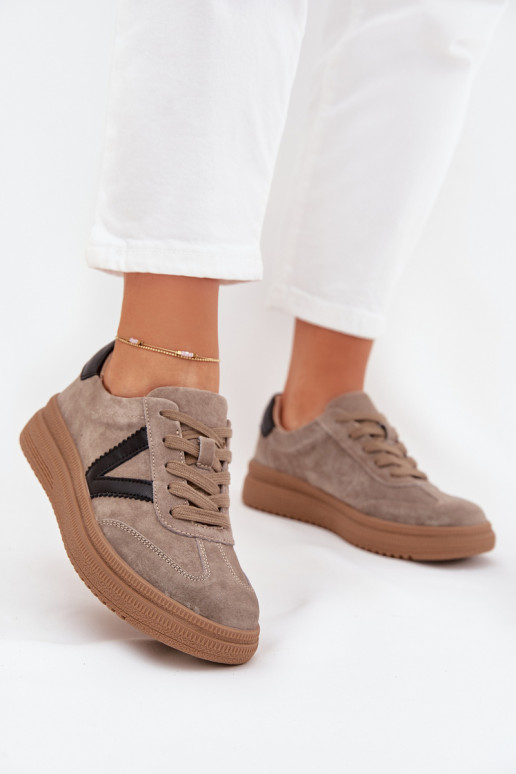 en daim Chaussures modèle baskets Féminin avec une plateforme Vinceza 79562 beige