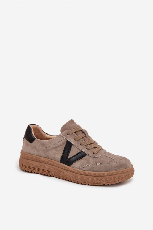 en daim Chaussures modèle baskets Féminin avec une plateforme Vinceza 79562 beige