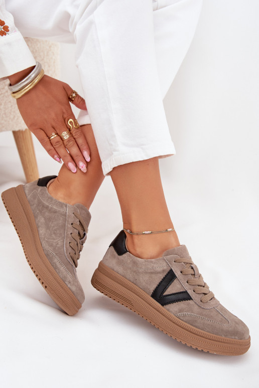 van suède Sneakers model schoenen Dames met platform Vinceza 79562 beige van suède Sneakers model schoenen Dames met platform Vinceza 79562 beige