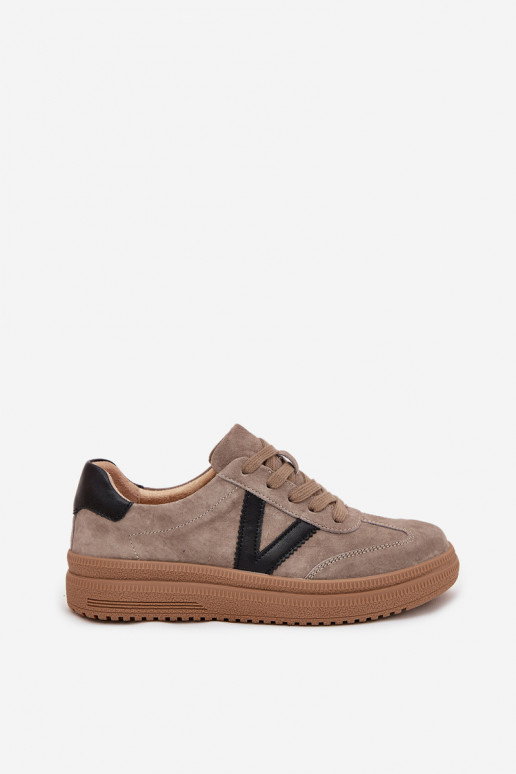en daim Chaussures modèle baskets Féminin avec une plateforme Vinceza 79562 beige