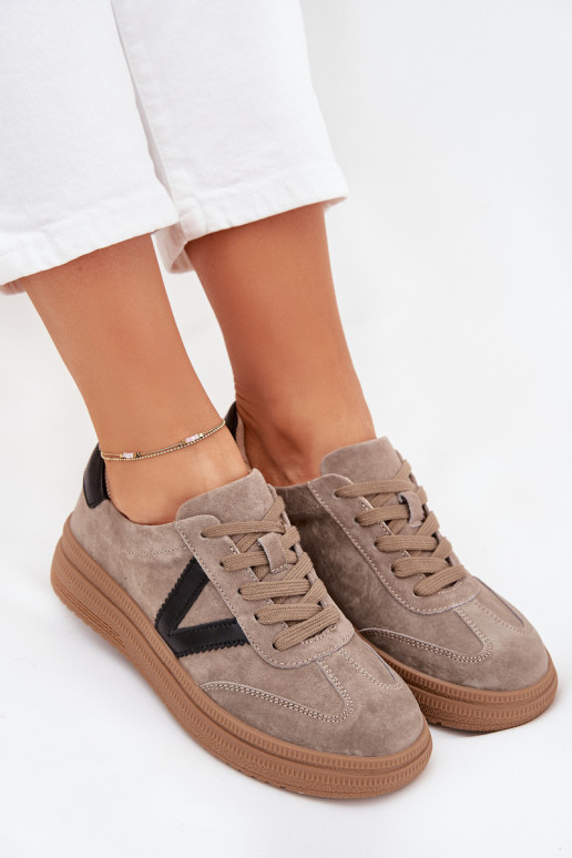 aus INildleder Sneakers Stilvollllschuhe Feminin mit einer Plattform Vinceza 79562 Beige