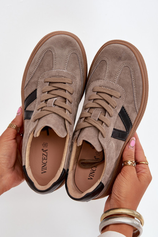 en daim Chaussures modèle baskets Féminin avec une plateforme Vinceza 79562 beige