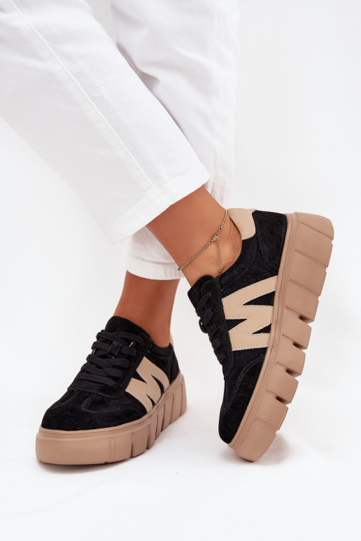 van suède Dames Sneakers model schoenen met platform Vinceza 79561 zInart