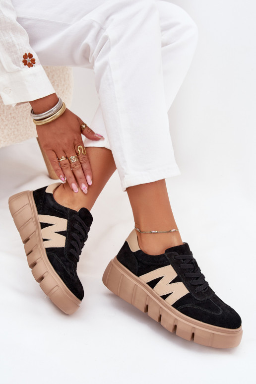 en daim Féminin Chaussures modèle baskets avec une plateforme Vinceza 79561 couleur noire en daim Féminin Chaussures modèle baskets avec une plateforme Vinceza 79561 couleur noire