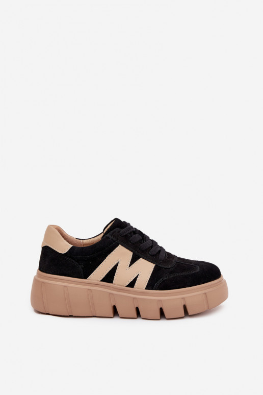 en daim Féminin Chaussures modèle baskets avec une plateforme Vinceza 79561 couleur noire en daim Féminin Chaussures modèle baskets avec une plateforme Vinceza 79561 couleur noire