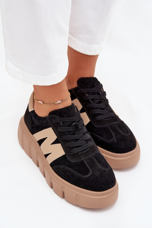 van suède Dames Sneakers model schoenen met platform Vinceza 79561 zInart