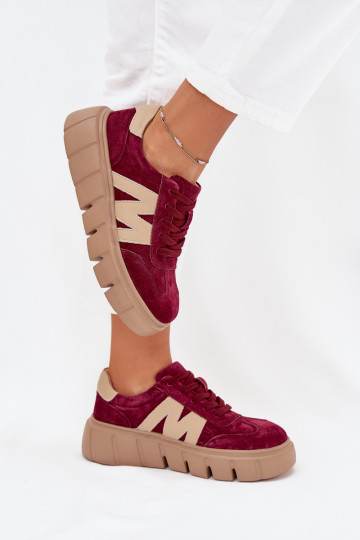van suède Dames Sneakers model schoenen met platform Vinceza 79561 bordeaux 2