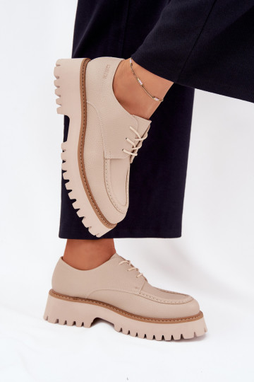schoenen dames mocassins Met vetersluiting Big Star NN274053 beige