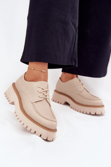 schoenen dames mocassins Met vetersluiting Big Star NN274053 beige 2