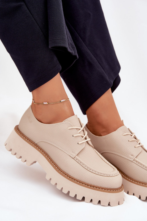 schoenen dames mocassins Met vetersluiting Big Star NN274053 beige