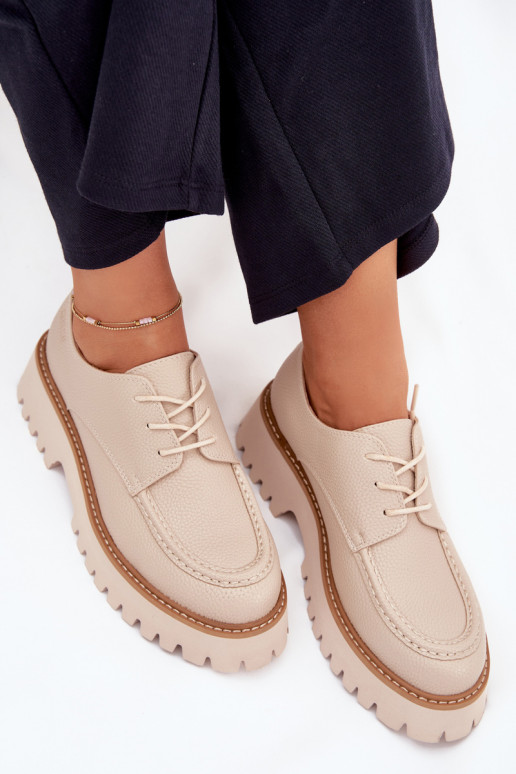 chaussures mocassins pour femmes Avec une dentelle Big Star NN274053 beige