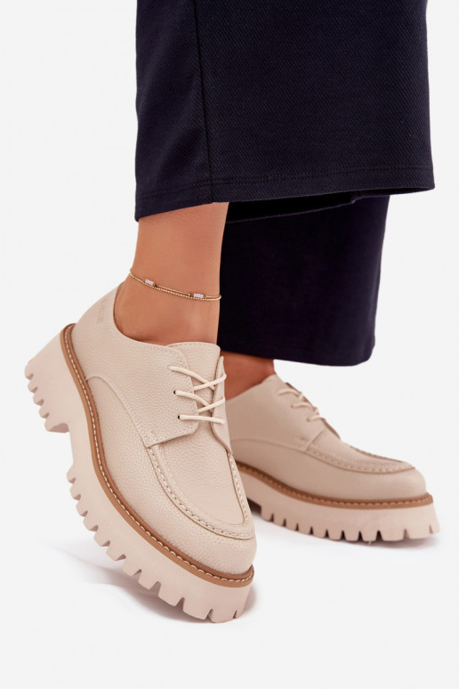 chaussures mocassins pour femmes Avec une dentelle Big Star NN274053 beige