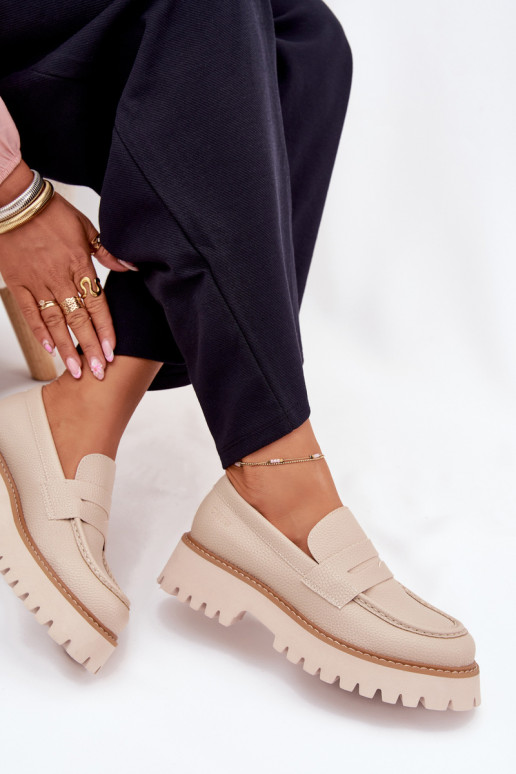 Damesmocassins op het platform En platte hakken Big Star NN274050 beige