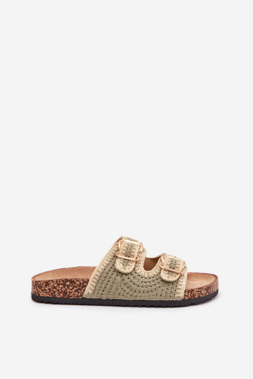 SzydełkoÀe Pantoufles pour femmes Ze couleur doréemi avec bouclesmi couleur verte Fenira SzydełkoÀe Pantoufles pour femmes Ze couleur doréemi avec bouclesmi couleur verte Fenira