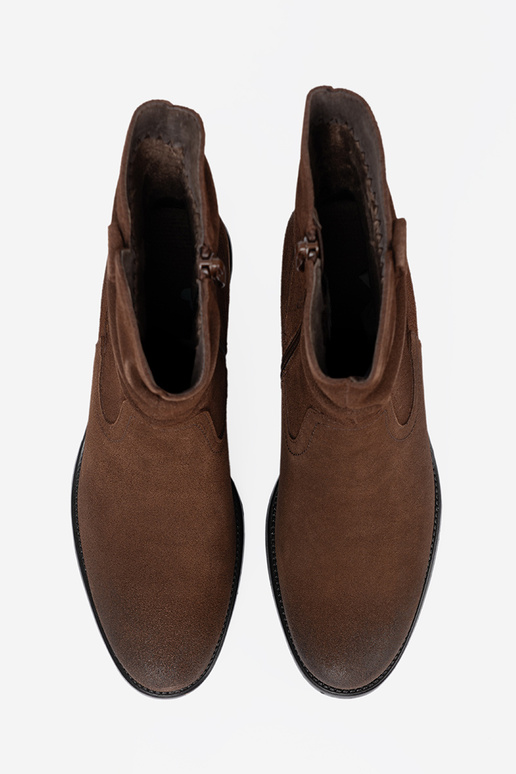 bruine kleur leer laarzen met een gegolfd bovenInerk Sergio Leone