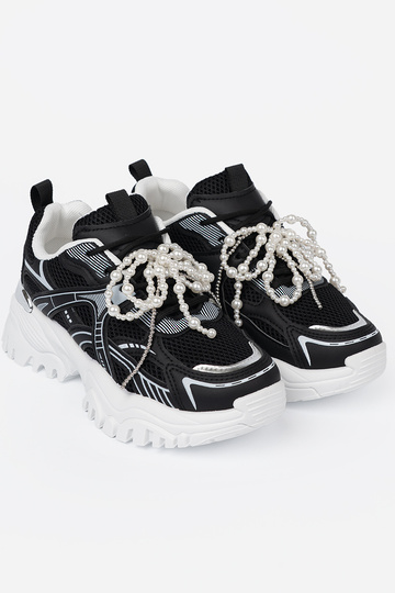 zInart Sneakers z białą kokardą i koralikami