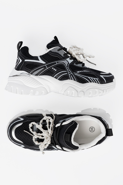 zInart Sneakers z białą kokardą i koralikami