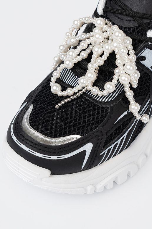 zInart Sneakers z białą kokardą i koralikami