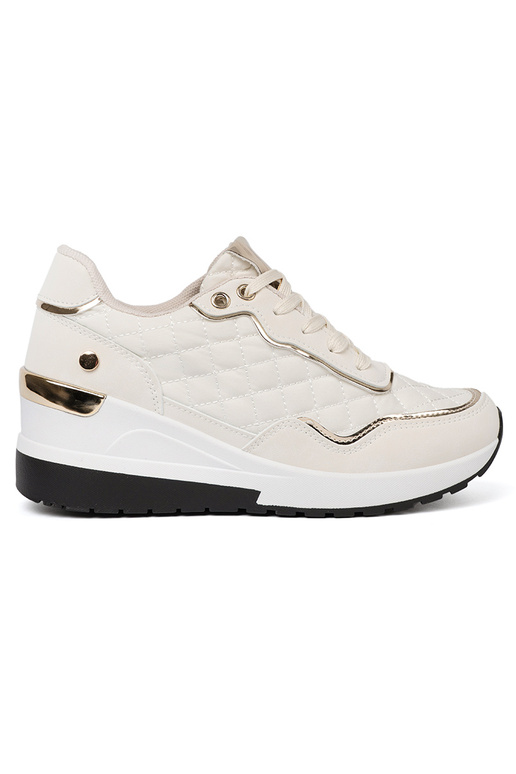 beige Sneakers z połyskującymi goudenmi akcentami