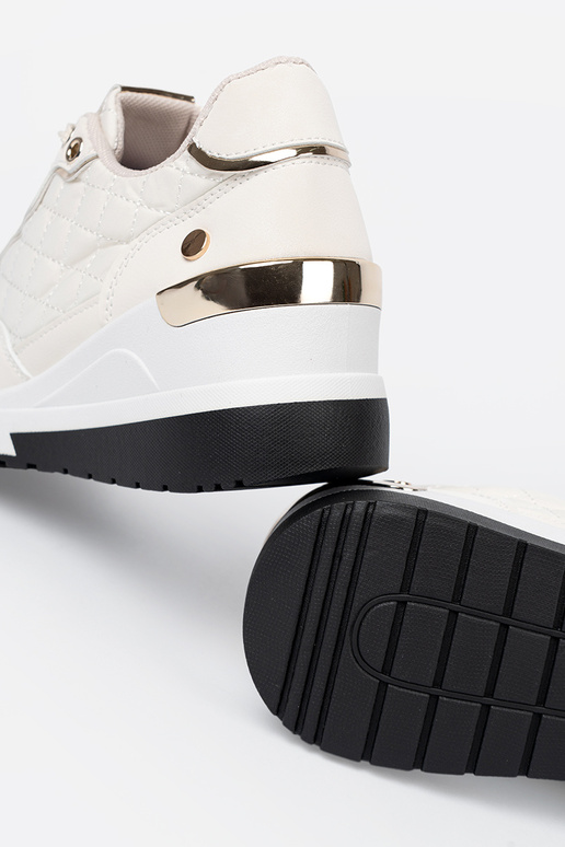 beige Sneakers z połyskującymi goudenmi akcentami