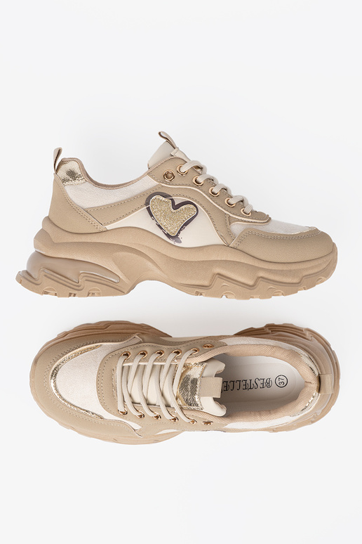 beige Chaussures modèle baskets z ozdobnym dorém cœurm