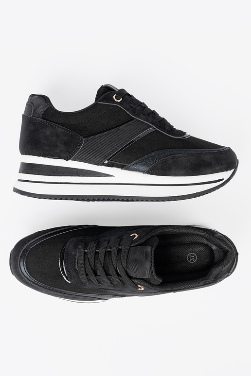 NoÀoczesne couleur noire Chaussures modèle baskets z połyskującymi ÀstaÀkami