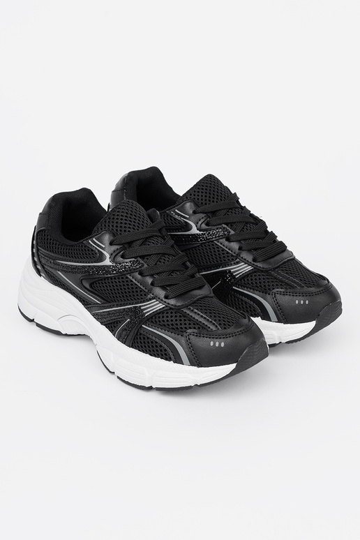 schZuarze Farbe Sneakers Stilvollllschuhe mit Netz i białą podeszZuą