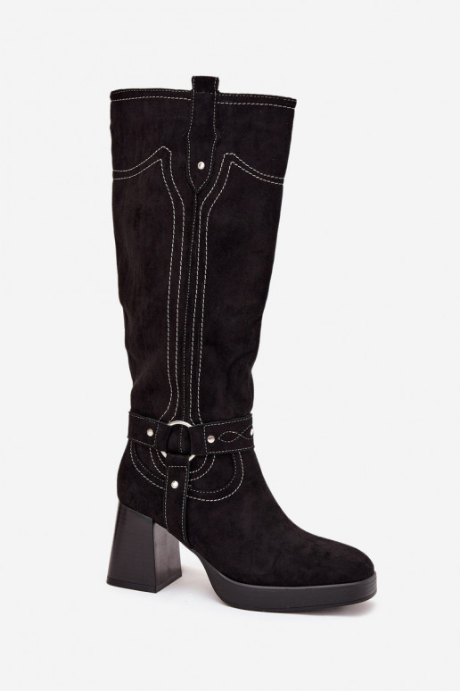 réchauffer bottes pour femmes avec des talonsPrzeszyciami couleur noire Alessara