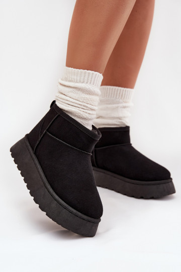 Bottes de neige Féminin avec une plateforme réchauffer avec de la fourrure à l intérieur couleur noire Vesirae 2