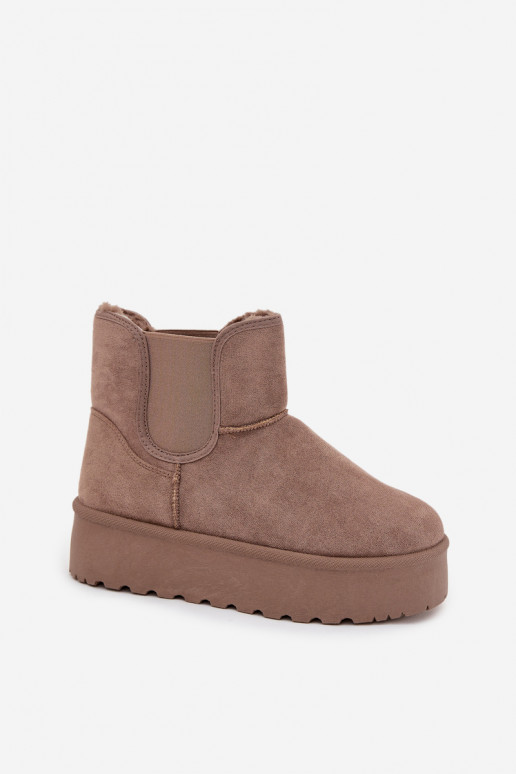 Feminin SchneestiefelElastyczną INstaZuką Khaki-Farbe Kiora