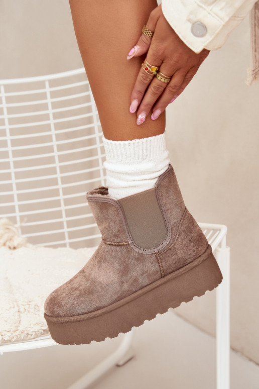 Feminin SchneestiefelElastyczną INstaZuką Khaki-Farbe Kiora