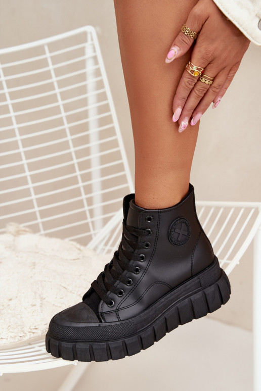 réchauffer chaussures de loisirs à semelles Féminin avec une plateforme Verrouillage couleur noire Sarira