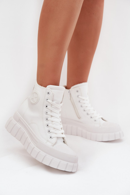 réchauffer chaussures de loisirs à semelles Féminin avec une plateforme Verrouillage couleur blanche Sarira