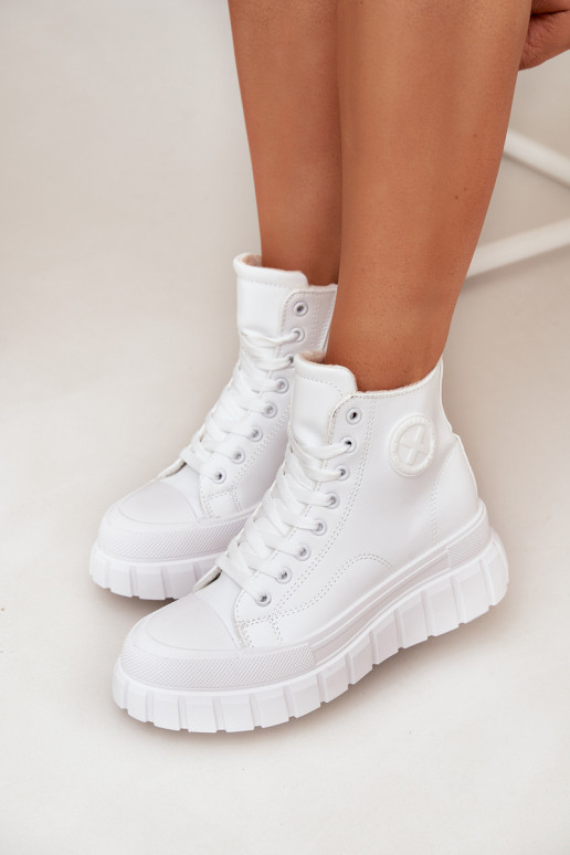 réchauffer chaussures de loisirs à semelles Féminin avec une plateforme Verrouillage couleur blanche Sarira